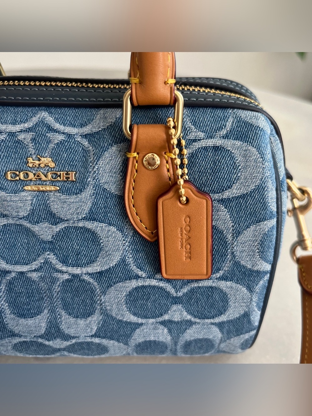 Coach Mini Rowan Denim Signature NWT - Picture 4 of 10